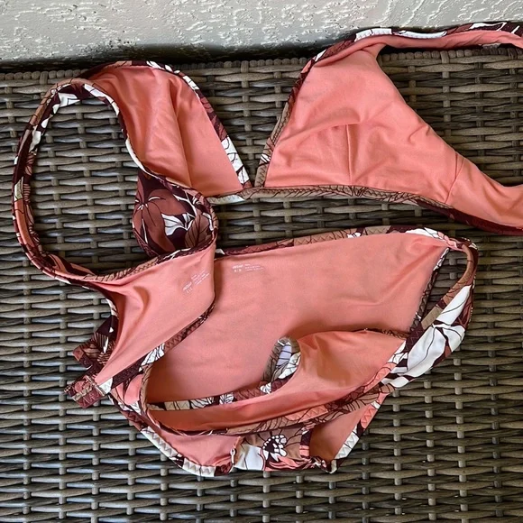 Aerie Brown Flowers Bikini. - Picture 6 of 11